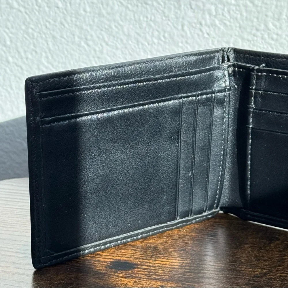Perry Ellis Genuine Leather Bifold Wallet Black RFID Card Holder Men’s